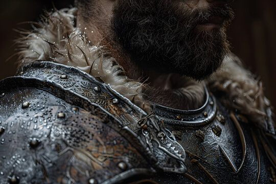 armour made out of, chests of man, surreal, hirsute hairy, chest, pony tail calve calf horses