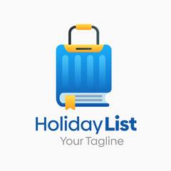 Vector Illustration for Holiday List Logo: A Design Template Merging Concepts of a Book and Suitcase Shape