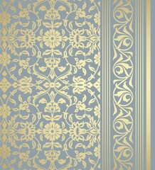 wedding card design, traditional paisley floral pattern , royal India	