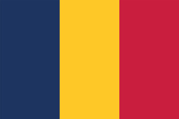Flag of Chad. Chadian tricolor, blue-yellow-red flag. State symbol of the Republic of Chad.