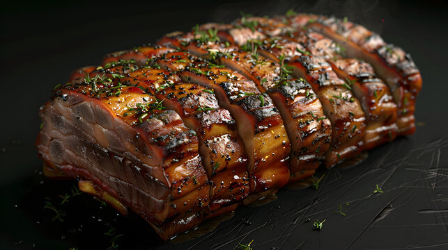 photorealistic image of smoked pork roast