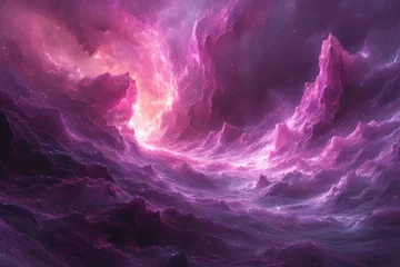 Poster A vibrant background featuring purple and pink hues with clouds and stars scattered throughout. © Vitalii But
