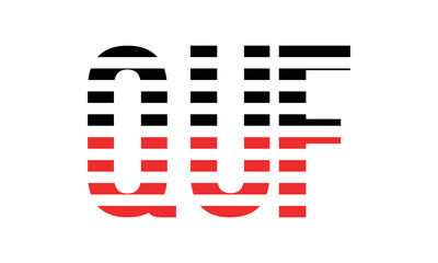 QUF three initial letter iconic line negative space minimal logo design vector template. monogram, abstract, wordmark, business, typography, minimalist, brand, company, flat, modern, unique, simple