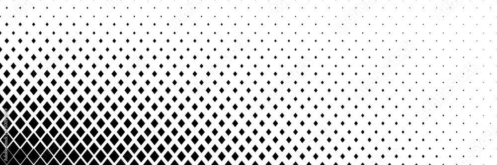 Poster horizontal black halftone of diamond shape design for pattern and background.
