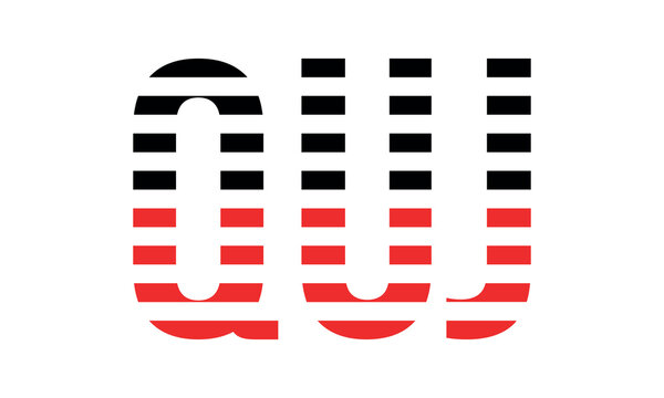 QUJ three initial letter iconic line negative space minimal logo design vector template. monogram, abstract, wordmark, business, typography, minimalist, brand, company, flat, modern, unique, simple