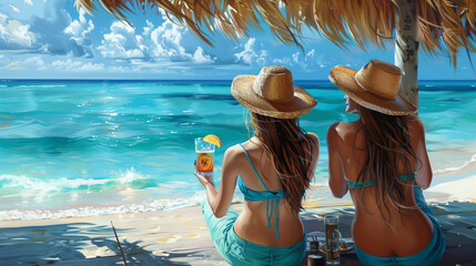 Dwie kobiety na plaży 