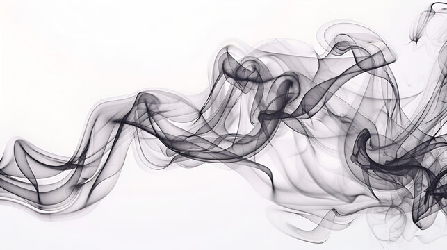 Abstract silky smoke aura on white backdrop. Clean monochrome wallpaper, Toxic fumes movement on a white background
