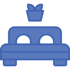 Double Bed Vector Line Filled Blue Icon