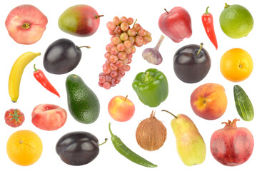 Set bright appetizing fruits and vegetables