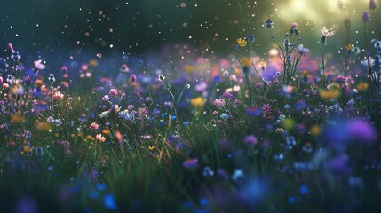 Fototapeta premium Colorful abstract flower meadow illustration