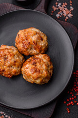 Delicious fresh fried minced fish cutlets with spices and herbs