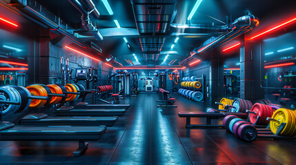 Empty Gym, A Canvas for Strength and Determination, The Quiet Before the Power Surge - Powered by Adobe