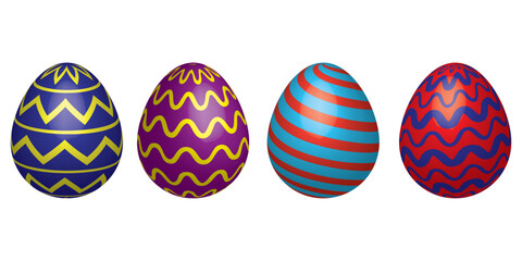 colorful 3d realistic Easter eggs on isolated background, decorative vector elements collection