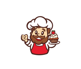 Vector illustration of cartoon chef isolated on white background	