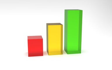 business graph on white, graph icon, isolated in white, graph of evolution, economic graphs, colorful bar