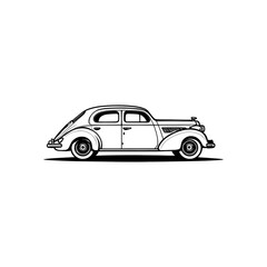 vintage classic car silhouette. retro car drawing. Vector illustration. editable file format. old style car logo
