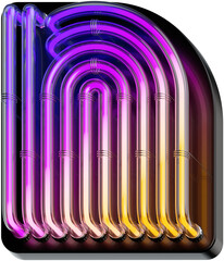 3d rendered bold letter N made of colorful gradient glowing neon tubes
