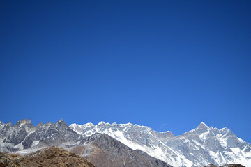 Snow covered mountain peaks of Himalaya
