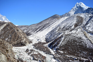 Snow covered mountain peaks of Himalaya