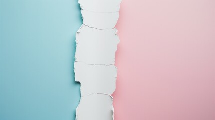 torn white paper on a side, pastel colored background