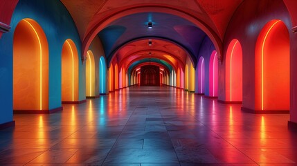 Fototapeta na wymiar Tunnel of colorful lights 