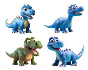 3d rendering of a cute cartoon dinosaur set. Generative AI