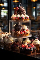 Fototapeta na wymiar Artisanal Desserts Display: A display of artisanal desserts in a bakery or patisserie.
