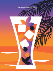 Summer Cocktail Party. Drinks set. Bar Menu Design Template. Happy Hour. Vector illustration