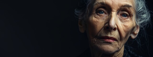 an old woman with a serious look on her face