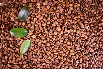 Freshly roasted coffee beans background
