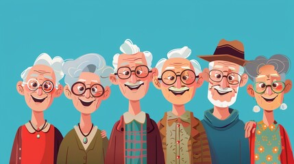a group of elderly people standing next to each other