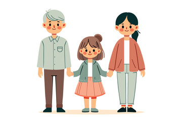 Cute cartoon family member portriat.