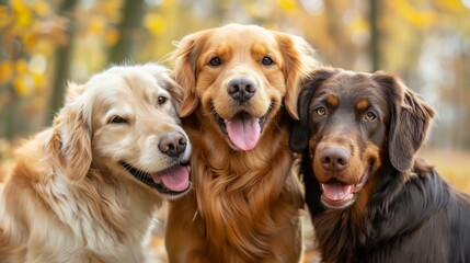 a group of dogs standing next to each other