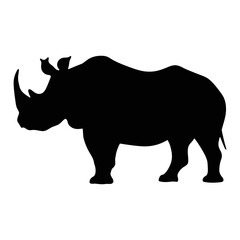Silhouette of a Rhino, African rhino icon art design, rhino vector illustration with white background
