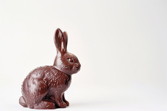 Adorable chocolate Easter bunny against a clean white backdrop