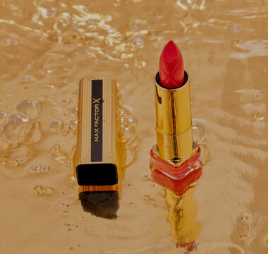 Mansfield,Nottingham,United Kingdom,2nd March 2024:Studio product image of Max Factor lipstick, Max factor is owned by Coty.