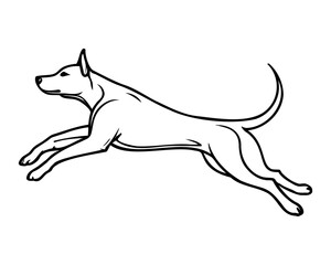 jumping dog line art, sports doggy, runner dog, healthy dog