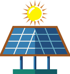 solar panels with sun sustainability illustration vector in transparent background