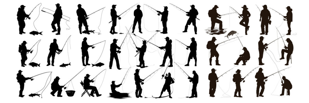 PNG Silhouettes of Fishing Enthusiasts
