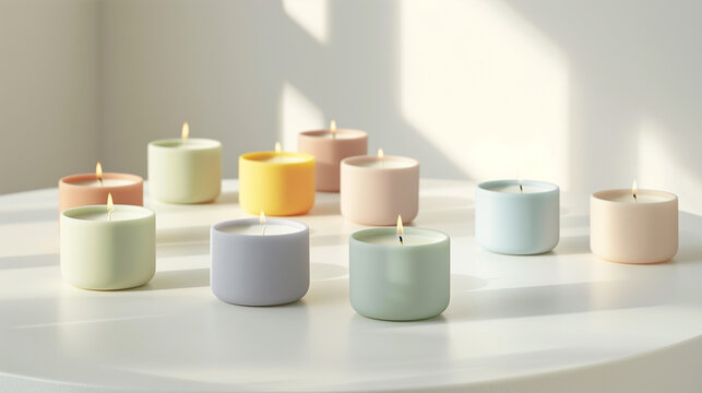 Set of Aromatherapy Candles in Pastel Colors