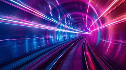 Speeding Through a Futuristic Neon Tunnel