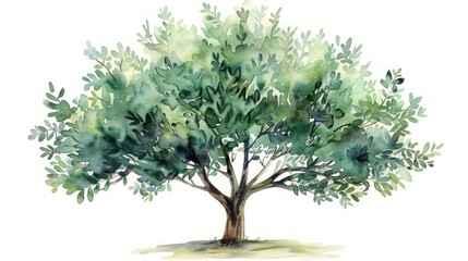 Hand-drawn Olive Tree Watercolor Illustration Generative AI