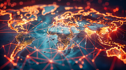 Global networking and connectivity, highlighting the digital exchange of information on a worldwide scale
