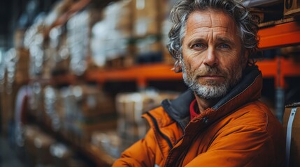 Fototapeta premium Man Working as a Storekeeper in a Warehouse Generative AI