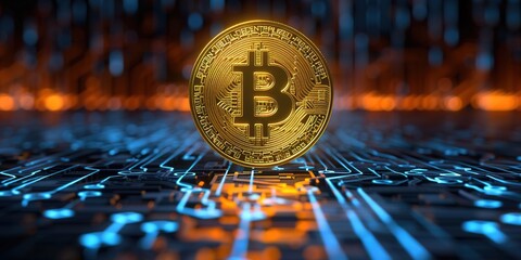 bitcoin is the future, futuristic background with bitcoin