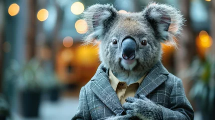 Gordijnen Anthropomorphic Koala Businessman Concept Generative AI © Alex