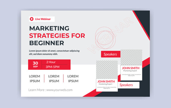 corporate Business webinar invitation design, live webinar banner invitation and Marketing social media post template EPS10
