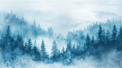 Frozen Winter Taiga: A Foggy Forest Landscape Generative AI