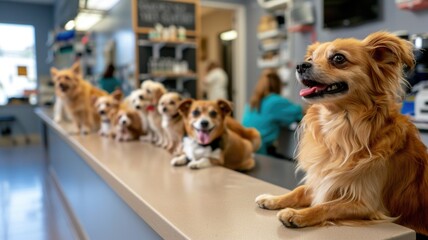 Veterinary Day, dogs eagerly anticipate their turn at veterinary clinic for attentive care and affectionate attention