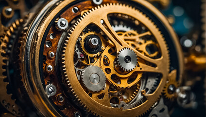 Fototapeta na wymiar clock mechanism close up design